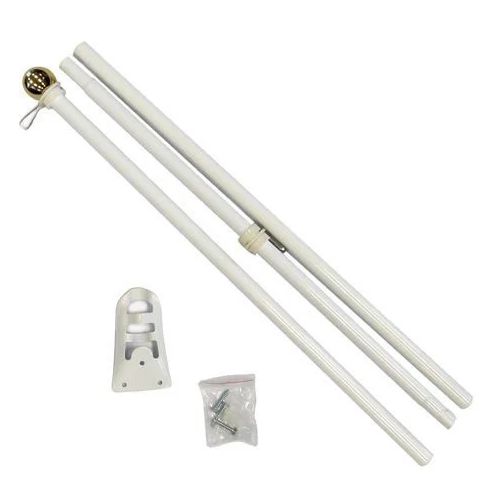 6ft White Three Piece Steel Flagpole Kit