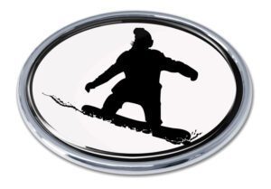 Snowboarder Chrome Car Emblem