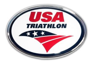 USA Triathlon Color and Chrome Car Emblem