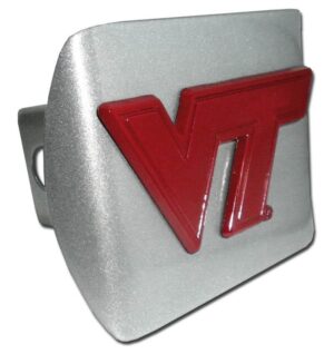 Virginia Tech University Maroon VT Brushed Chrome Hitch Cover