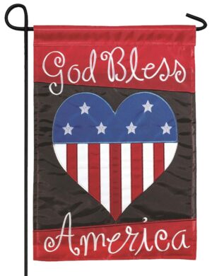 God Bless America Heart Double Applique Garden Flag