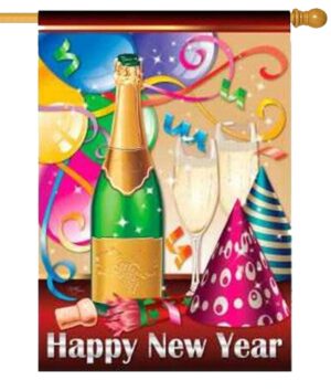 Happy New Year Champagne Sublimated House Flag