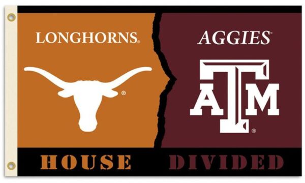 House Divided Texas Longhorns Texas A&M 3x5 Flag