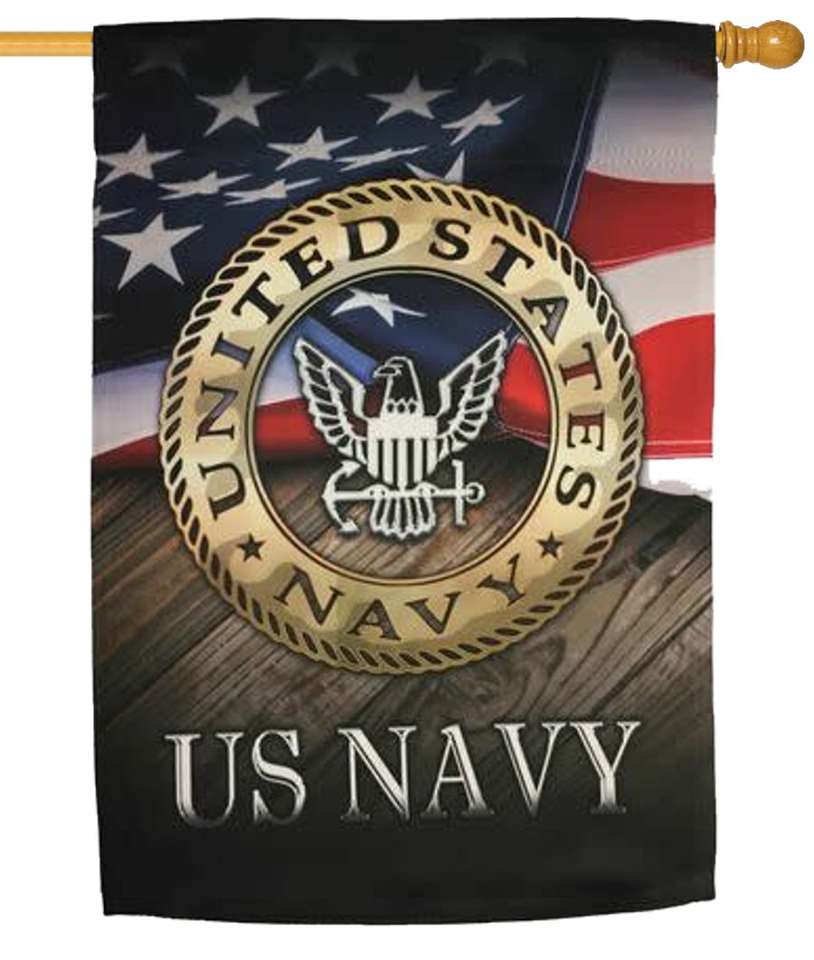 Navy Eagle Sublimated House Flag - I Americas Flags