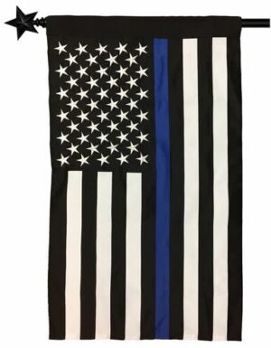 Police Thin Blue Line Black and White American House Flag 2-Ply Polyester
