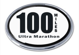 100 Miles Ultra Marathon Chrome Car Emblem