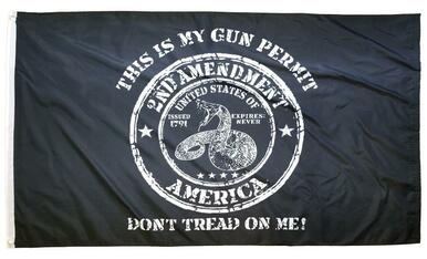 2nd Amendment Gun Permit 3x5 Flag