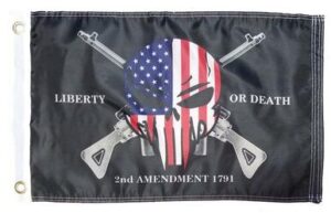 2nd Amendment Punisher Skull 12x18 Boat Flag