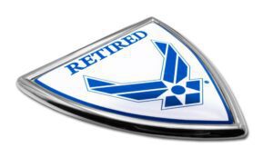 Air Force Retired Shield Color and Chrome Emblem