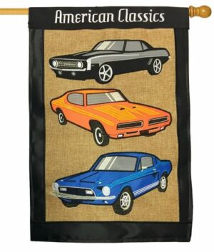 American Classic Muscle Cars Double Applique House Flag
