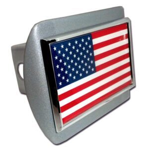 American Flag Brushed Chrome Hitch Cover