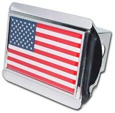 American Flag Shiny Chrome Hitch Cover