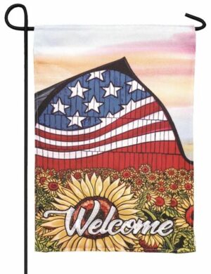 Americana Barn Printed Applique Garden Flag