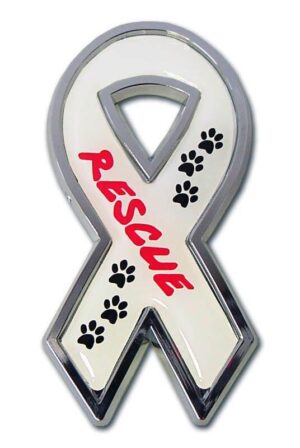 Animal Rescue Ribbon Chrome Car Emblem