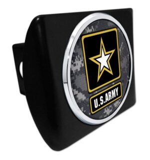 Army Star Seal Camo Chrome Emblem Black Hitch Cover