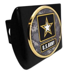 Army Star Seal Camo Gold Emblem Black Hitch Cover