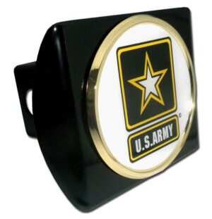 Army Star Seal White Emblem Black Hitch Cover