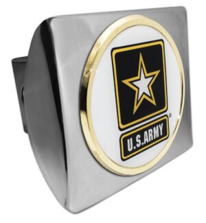 Army Star Seal White Emblem Chrome Hitch Cover