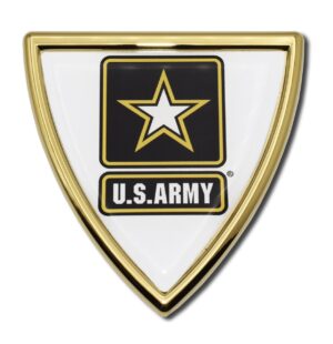 Army Star Shield Chrome with Color Car Emblem