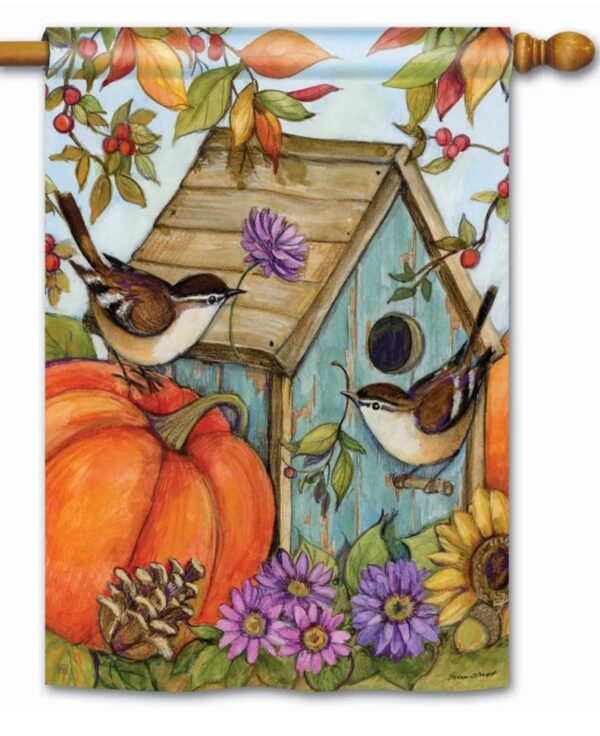 Autumn Birdhouse House Flag - I AmEricas Flags