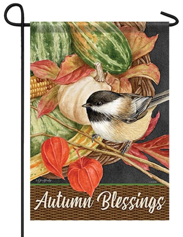 Autumn Blessings Chickadee Garden Flag