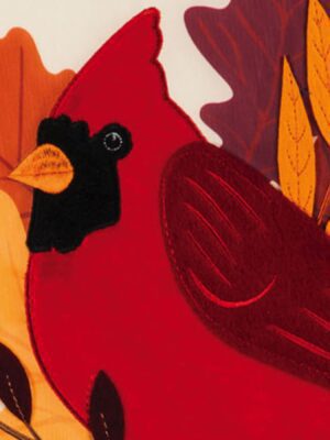 Autumn Cardinal Applique Garden Flag Detail 1
