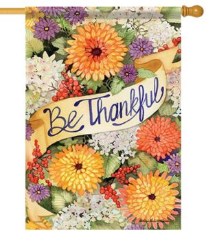 Be Thankful Floral House Flag