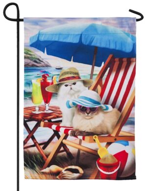 Beach Cats Suede Reflections Garden Flag
