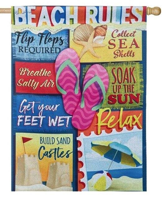 Beach Rules Suede Reflections House Flag