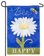 Bee Happy Daisy Applique Garden Flag
