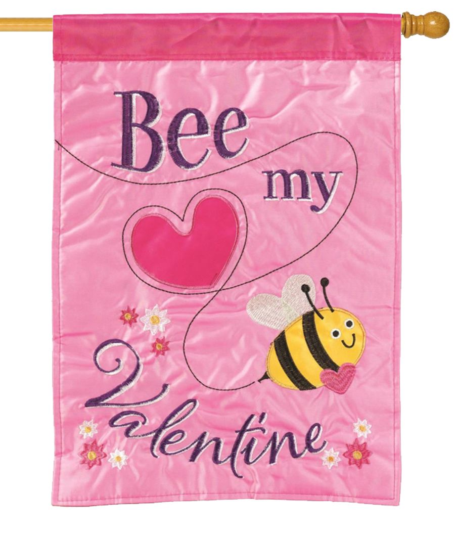 Bee My Valentine Double Applique House Flag - I AmEricas Flags