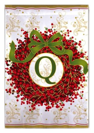 Berry Wreath Monogram Q House Flag