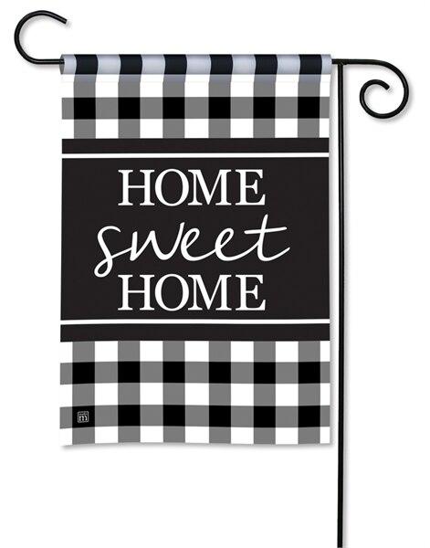 Black and White Check Home Sweet Home Garden Flag
