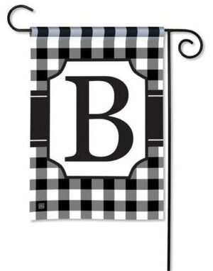Black and White Check Monogram B Garden Flag