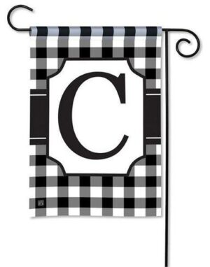 Black and White Check Monogram C Garden Flag