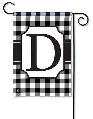 Black and White Check Monogram D Garden Flag
