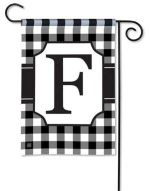 Black and White Check Monogram F Garden Flag