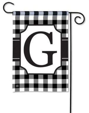 Black and White Check Monogram G Garden Flag