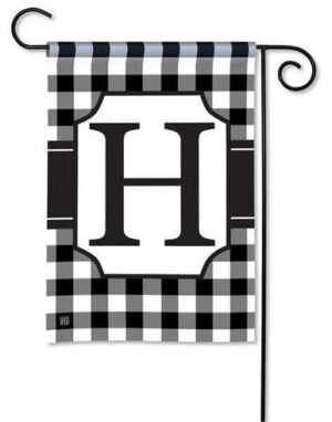 Black and White Check Monogram H Garden Flag