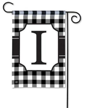 Black and White Check Monogram I Garden Flag