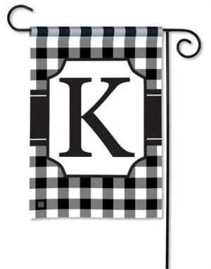 Black and White Check Monogram K Garden Flag