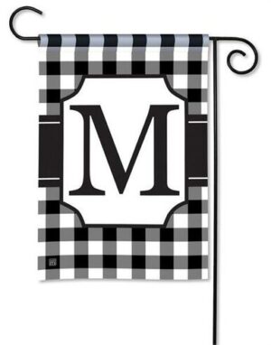 Black and White Check Monogram M Garden Flag
