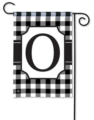 Black and White Check Monogram O Garden Flag