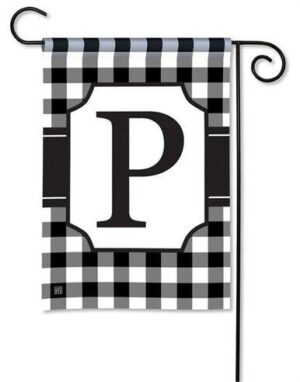 Black and White Check Monogram P Garden Flag
