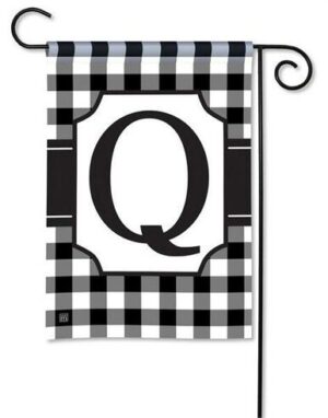 Black and White Check Monogram O Garden Flag