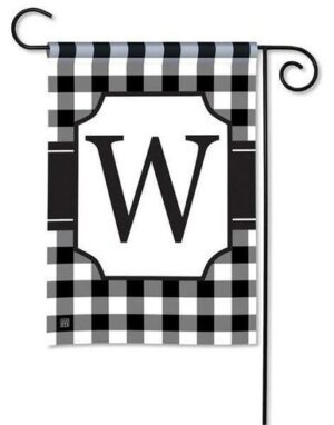 Black and White Check Monogram W Garden Flag
