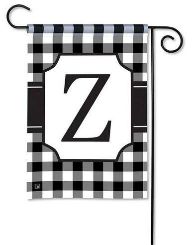 Black and White Check Monogram Z Garden Flag