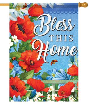 Bless This Home Floral House Flag