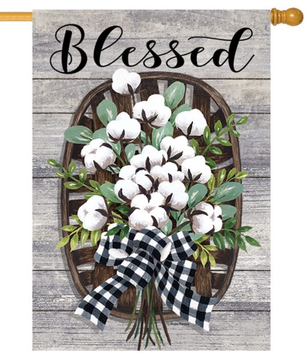Blessed Cotton Basket House Flag
