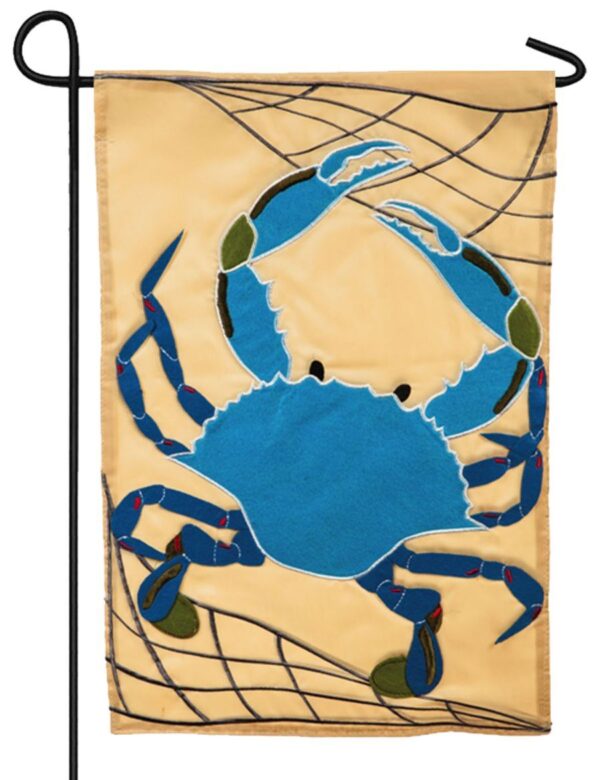 Blue Crab Applique Garden Flag